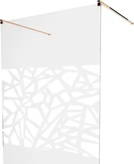 Sprchové dvere MEXEN/S - KIOTO samostatne stojaca sprchová zástena 120 x 200, transparent/biela vzor 8 mm, ružové zlato 800-120-002-60-85