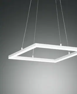 Závesné svietidlá Fabas Luce Závesné LED svietidlo Bard, 42 x 42 cm v bielej