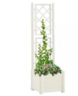 Kvetináče a truhlíky Záhradný kvetináč s treláží 43 x 43 x 142 cm PP Dekorhome Cappuccino
