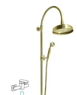 Sprchy a sprchové panely SAPHO - VANITY sprchový stĺp s pripojením vody na batériu, hlavová a ručná sprcha, bronz SET066