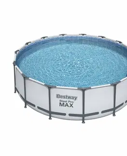 Bazény Bestway Okrúhly nadzemný bazén Steel Pro MAX s kartušovou filtráciou, schodíkmi a plachtou