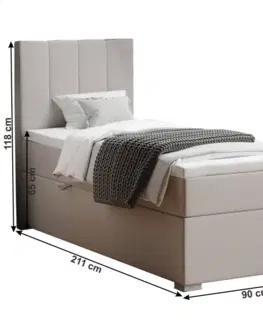 Postele Boxspringová posteľ, jednolôžko, taupe, 90x200, ľavá, BRED
