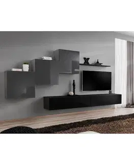 Podkrovný nábytok Obývacia stena Switch X Grafit/Čierna