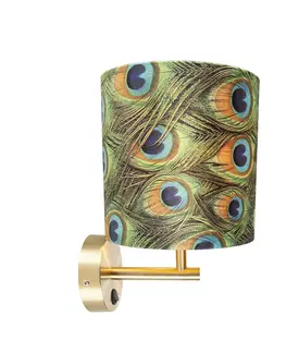 Nastenne lampy Vintage nástenné svietidlo zlaté s odtieňom 20/20/20 zamatový páv - Combi