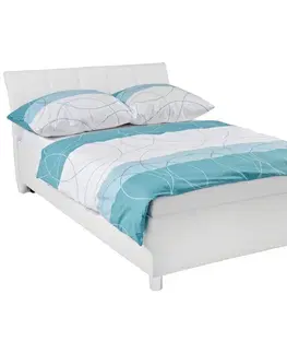 Čalúnené postele Čalúnená Posteľ Columbia 140x200 Cm,biela Textilná Koža