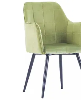 Jedálenské stoličky a kreslá Jedálenská stolička 6 ks zamat / oceľ Dekorhome Zelená