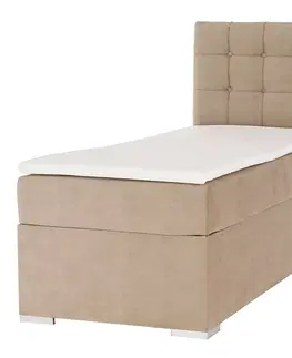 Postele Boxspringová posteľ, jednolôžko, svetlohnedá, 90x200, pravá, DANY