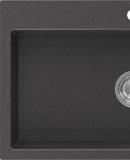 Kuchynské drezy MEXEN MEXEN - Omar granitový drez 800 x 480 mm, čierna kropenatá, sifón chróm 6520801005-76