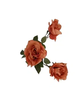 Kvety Umelá kvetina Ruža oranžová, 74 cm, 3 ks