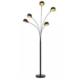 Osvetlenie Stojaca lampa 200 cm Dekorhome Čierna / zlatá