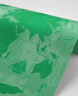 Tapety mapy Tapeta rustikálna mapa sveta v zelenej farbe