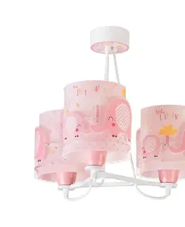 Závesné svietidlá Dalber Detská závesná lampa Little Elephant, 3 svetlá, ružová