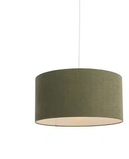 Zavesne lampy Závesná lampa biela so zeleným tienidlom 50 cm - Combi 1