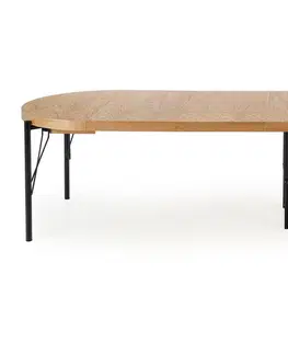 Jedálenské stoly HALMAR Inferno okrúhly rozkladací jedálenský stôl dub prírodný / čierna