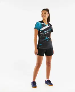 dresy Dámske tričko TTP560 na stolný tenis čierno-modré