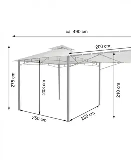Záhradné pergoly Pergola se stahovací střechou 2,5x2,5 m Béžová