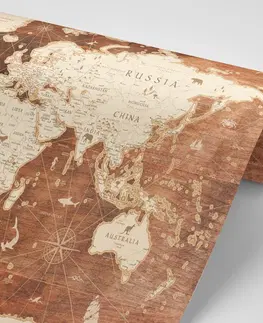 Samolepiace tapety Samolepiaca tapeta mapa na drevenom pozadí
