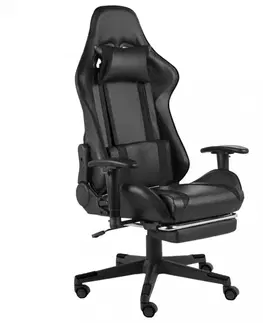 Kancelárske stoličky Herné kreslo s podnožkou PVC / kov Dekorhome Zelená
