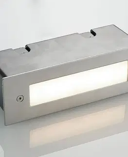 Vonkajšie zapustené svietidlá Lucande Zapustené nástenné LED svietidlo Roni oceľ 19,5 cm