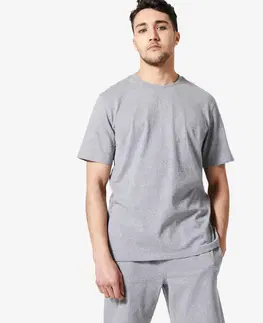 fitnes Pánske tričko na fitness 500 Essentials sivé