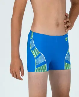plávanie Chlapčenské boxerkové plavky modro-žlté