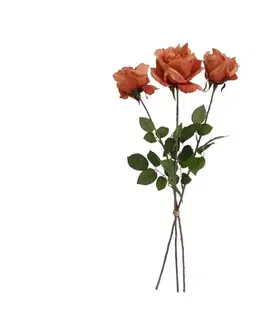 Kvety Umelá kvetina Ruža oranžová, 74 cm, 3 ks