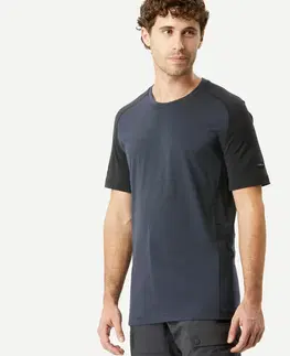 turistic Pánske tričko MT500 s krátkym rukávom na turistiku z vlny merino
