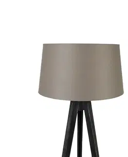 Stojace lampy Statív čierny s ľanovým odtieňom taupe 45 cm - Tripod Classic