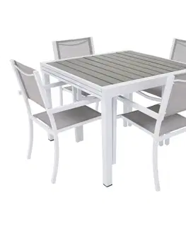 Záhradné stolíky Záhradný rozkladací stôl, biela oceľ/sivá, DORIO