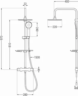 Sprchy a sprchové panely MEXEN/S - KT40 sprchový stĺp s termostatickou batériou zlato 771504093-50