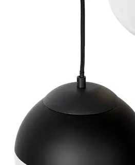 Zavesne lampy Retro závesné svietidlo čierne s čírym sklom 7 svetiel - Eclipse