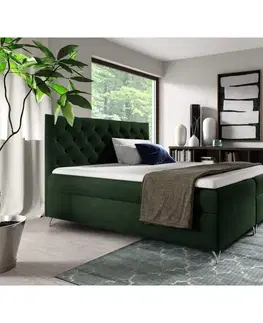 Postele Boxspringová posteľ, 200x200, zelená látka Velvet, GULIETTE + darček