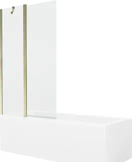 Sprchové dvere MEXEN/S - Cubik obdĺžniková vaňa 170 x 70 cm s panelom + vaňová zástena 100 cm, transparent, zlatá 550317070X9410115000