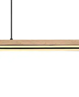 Závesné svietidlá Globo Závesné svietidlo Doro LED, dĺžka 101,5 cm, dub, drevo