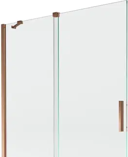 Sprchové dvere MEXEN/S - Velar Dvojkrídlová posuvná vaňová zástena 130 x 150 cm, transparent, ružové zlato 896-130-000-01-60