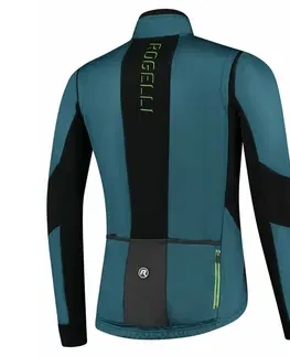 Cyklistické bundy a vesty Pánska softshellová cyklobunda Rogelli Brave s priedušnými panely, modro-čierno-zelená ROG351026