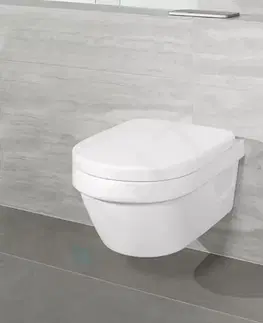Záchody VILLEROY & BOCH - Architectura Závesné WC, WC doska SoftClose, Rimless, s CeramicPlus, alpská biela 5684HRR1