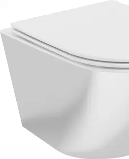 Záchody MEXEN - Lena Závesná WC misa vrátane sedátka s slow-slim, duroplast, biela/strieborná 30224004
