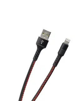 Dáta príslušenstvo MobilNET Dátový a nabíjací kábel USB/Lightning, 2A, 1m, čierny KAB-0118-USB-LIGHT