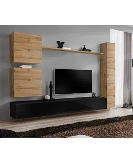 Podkrovný nábytok Obývacia stena Switch VIII Wotan/Čierna
