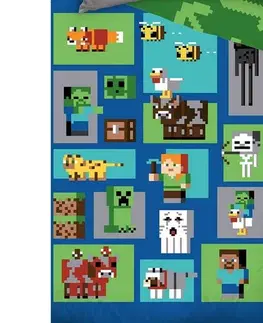 Obliečky Carbotex Detské obliečky Minecraft Figure, 140 x 200 cm, 70 x 90 cm