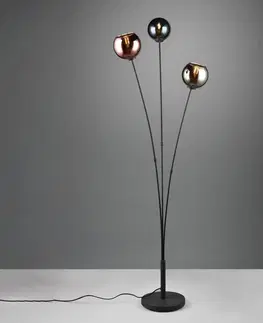 Stojacie lampy Reality Leuchten Stojacia lampa Sheldon 3 sklenené guľové tienidlá