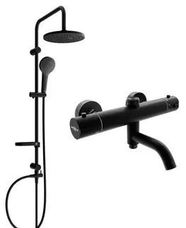 Sprchy a sprchové panely MEXEN/S - Erik sprchový stĺp vrátane sprchovej termostatickej batérie Kai, čierna 77900205-70