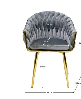 Stoličky Dizajnové kreslo, sivá Velvet látka/gold chróm-zlatý, OLVEN