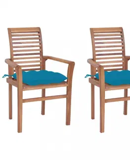 Zahradné stoličky Záhradná jedálenská stolička s poduškou 2 ks teak Dekorhome Limetková