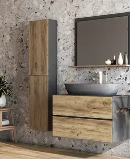 Kúpeľňový nábytok NABBI Baleta Z80 zrkadlo na stenu antracit / craft zlatý