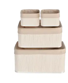 Úložné boxy Sada bambusových košíkov Pannier béžová, 4 ks