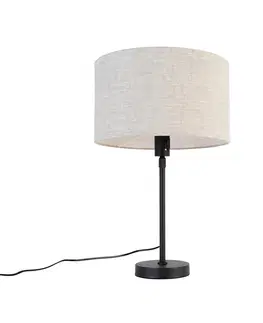 Stolove lampy Stolná lampa čierna nastaviteľná s tienidlom svetlošedá 35 cm - Parte