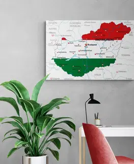 Obrazy na korku Obraz na korku mapa Maďarska vo farbe vlajky
