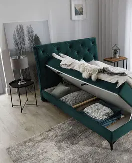 Postele NABBI Lazio 180 čalúnená manželská posteľ s úložným priestorom sivá